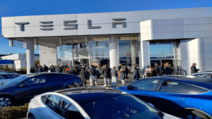 Crowd Around Tesla Showroom in Canada (image; Twitter)