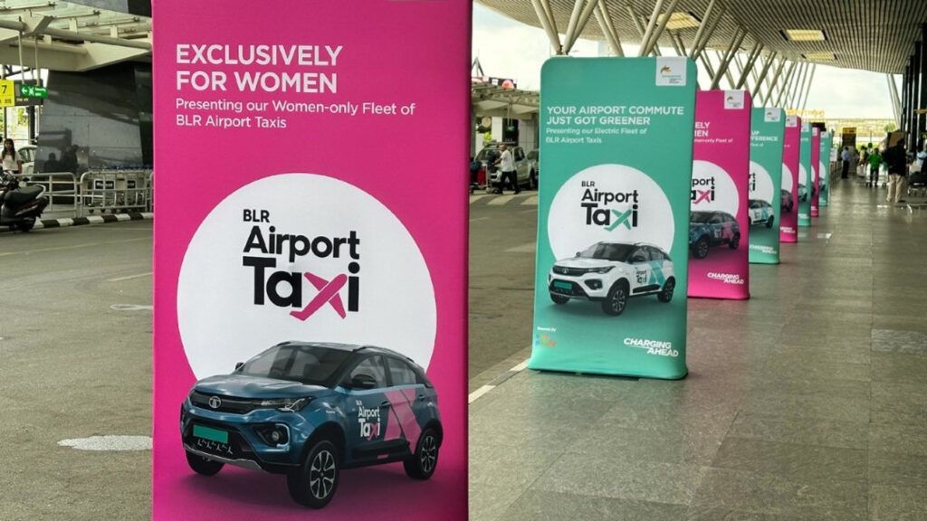 175 electric airport taxis are available in teal and pink (Source: BLR Airport)
