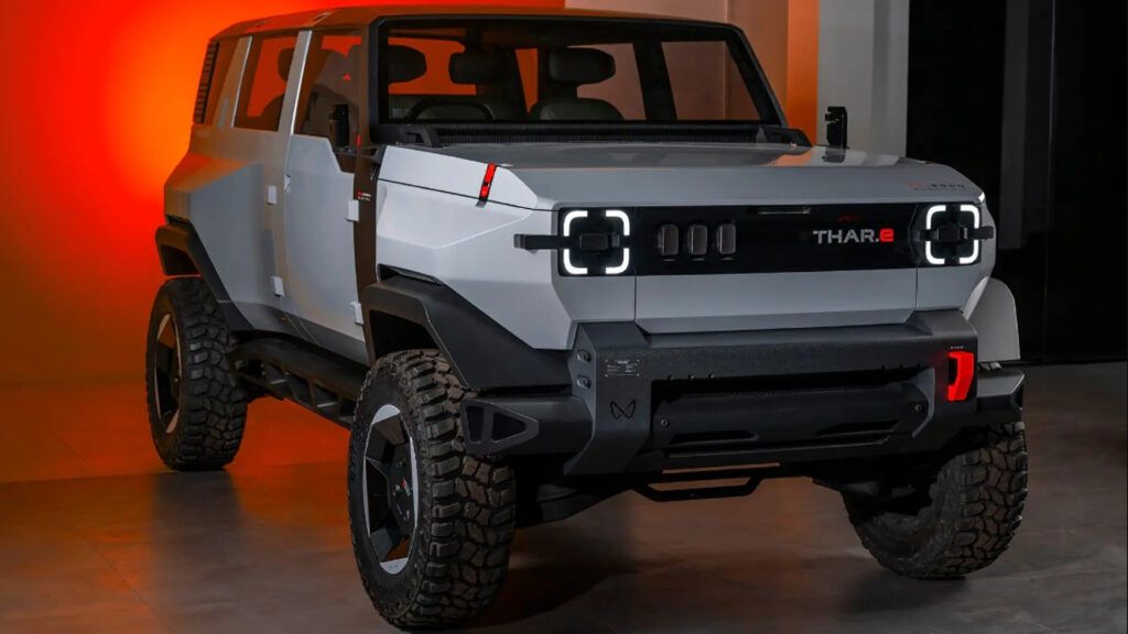 The Thar.e concept had two motors: front with 109hp and rear with 286hp (Source: New Mahindra Electric SUV)