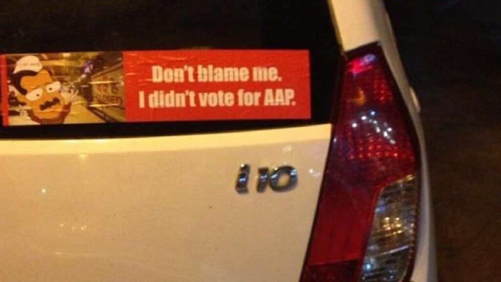 Political offensive car stickers on Hyundai i10