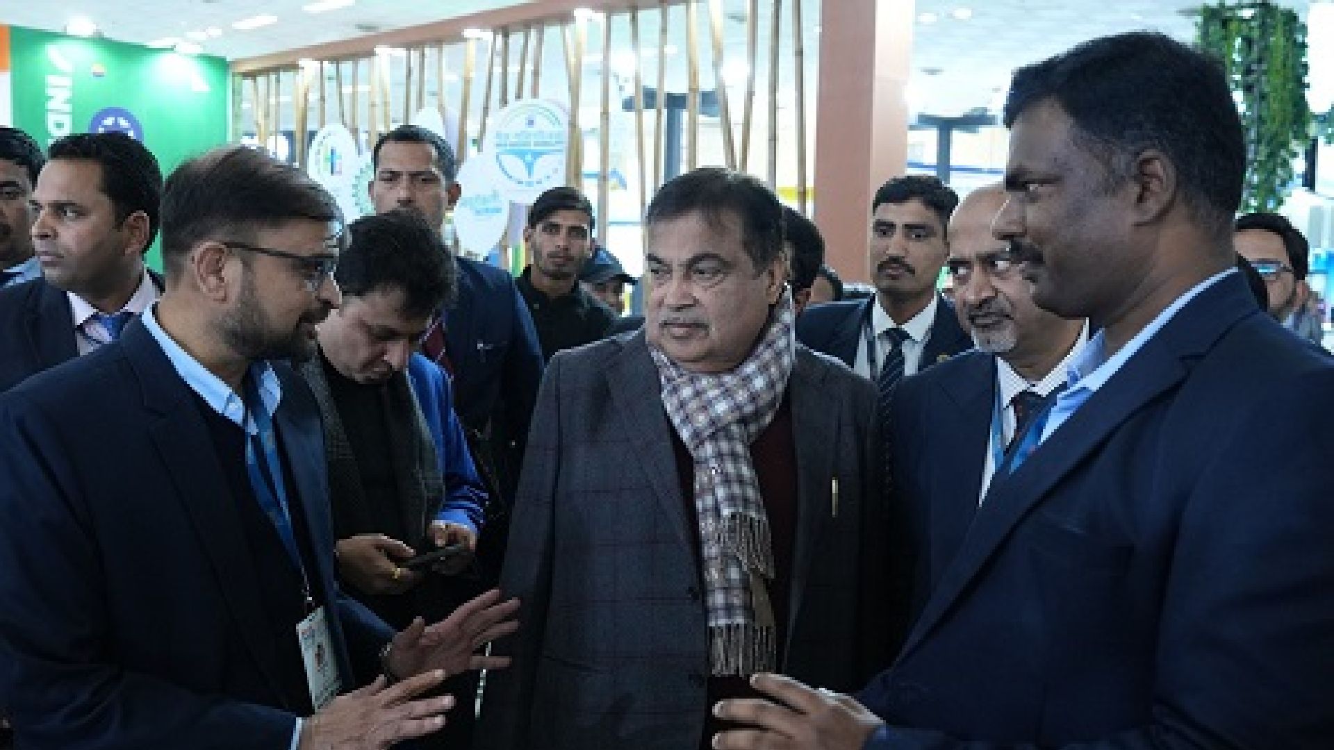 Minister of Road Transport & Highways, Nitin Gadkari at ICA India stall at Bharat Mobility Global Expo 2025